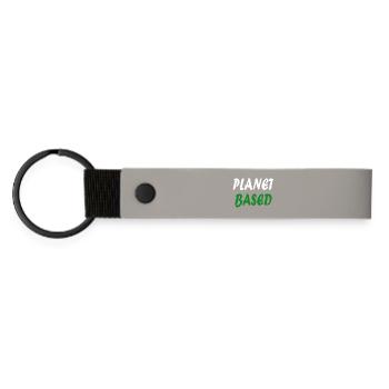 Planet based vegan - Matte PU Schlüsselanhänger - Hellgrau - Vorne