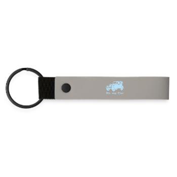 Oldtimer motiv mit Schrift - Matte PU Schlüsselanhänger - Hellgrau - Vorne