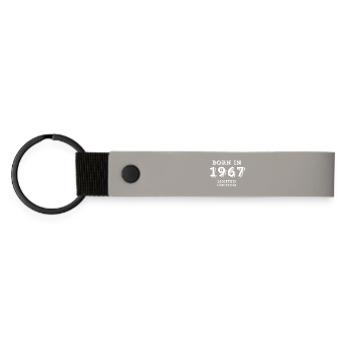1967, Geburtsjahr, Geburtsdatum - Matte PU Schlüsselanhänger - Hellgrau - Vorne