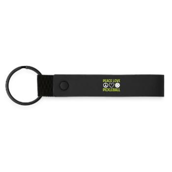 Peace Love Pickleball - Matte Pu Keyring - black - Front