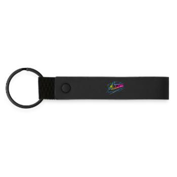 Train Cartoon Look - Matte Pu Keyring - black - Front
