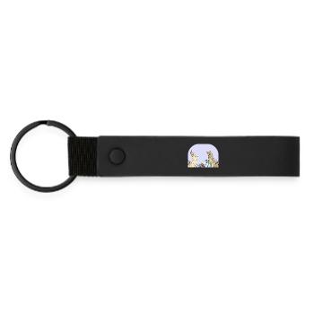 Lapins mignons avec des œufs - Porte-clés en PU mat - noir - Devant