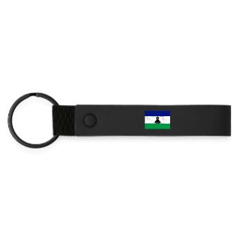 Drapeau du Lesotho - Porte-clés en PU mat - noir - Devant