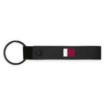 Drapeau du Qatar - Porte-clés en PU mat - noir - Devant