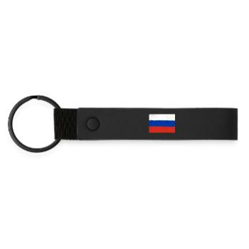 Drapeau de la Russie - Porte-clés en PU mat - noir - Devant