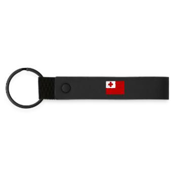 Flag of Tonga - Matte Pu Keyring - black - Front