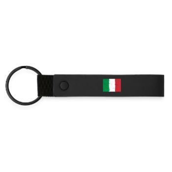 Flag of Italy - Matte Pu Keyring - black - Front