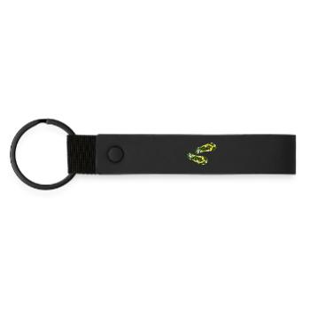 Latschen Gänseblümchen Flip Flops Camping Rasen - Matte PU Schlüsselanhänger - Schwarz - Vorne