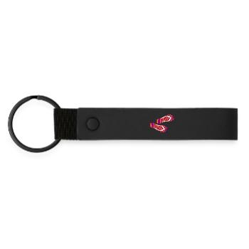 Zebra Safari Muster Flip Flops Latschen Urlaub Fun - Matte PU Schlüsselanhänger - Schwarz - Vorne