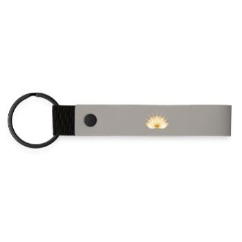 Goldene Blüte transparent stilisiert - Matte PU Schlüsselanhänger - Hellgrau - Vorne