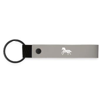 Élégante silhouette de cheval floral - Porte-clés en PU mat - gris clair - Devant