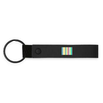 Pastel striped color mix - Matte Pu Keyring - black - Front