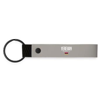 Yerevan, Armenia - Matte Pu Keyring - light grey - Front