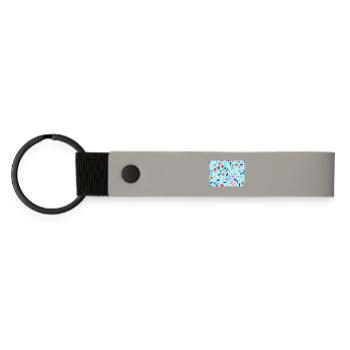 Floral pattern with surfboards on sky blue - Matte Pu Keyring - light grey - Front