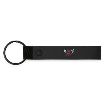 Embracing Mindfulness with Wings Of Affirmation - Matte Pu Keyring - black - Front