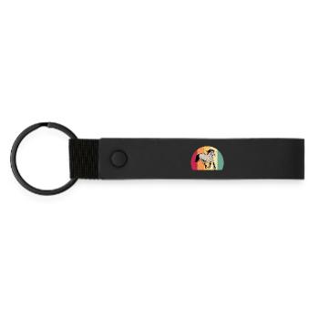 Pferd Motiv Pferdemotiv Retro Vintage Look - Matte PU Schlüsselanhänger - Schwarz - Vorne