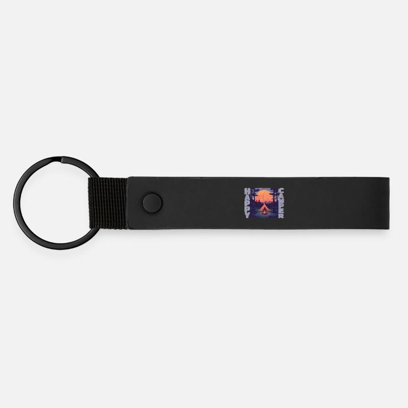 Campeur heureux - Porte-clés en PU mat - noir