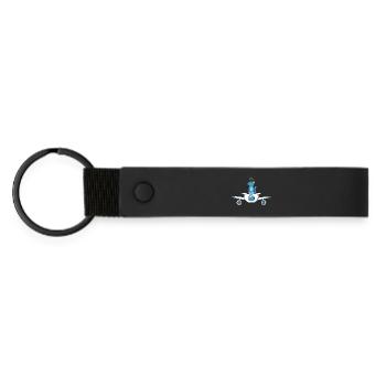 Chat pilote d'avion - Porte-clés en PU mat - noir - Devant