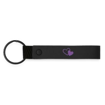 violet heart two violet hearts gift - Matte Pu Keyring - black - Front