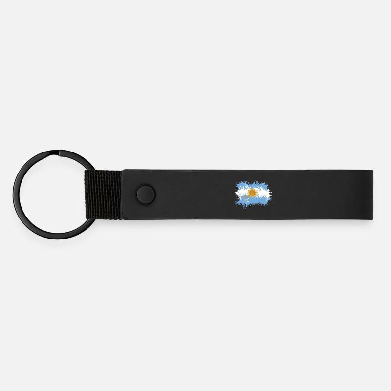 Argentina Flag Splash - Matte Pu Keyring - black