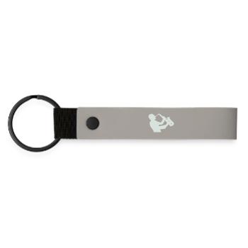 Jazz-Saxophon Silhouette - Matte PU Schlüsselanhänger - Hellgrau - Vorne