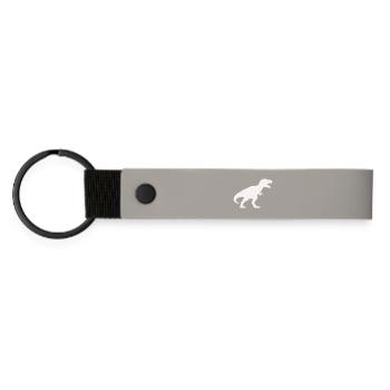 Dino Silhouette Tyrannosaurus Rex - Matte PU Schlüsselanhänger - Hellgrau - Vorne