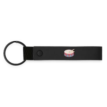 Tambour de dessin animé avec décoration triangulaire - Porte-clés en PU mat - noir - Devant