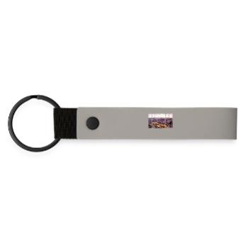 Lissabon Portugal Sonnenuntergang Skyline Souvenir - Matte PU Schlüsselanhänger - Hellgrau - Vorne