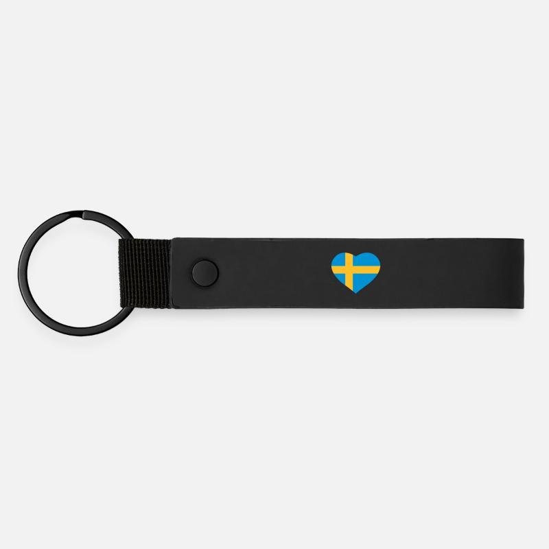 Sweden heart - Matte Pu Keyring - black