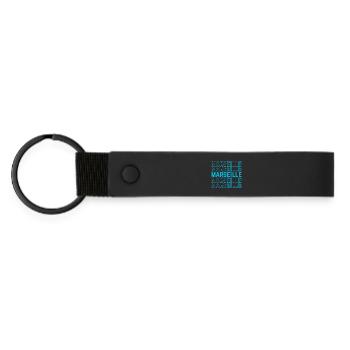 Marseille Outlined Repeat Neon Blau - Matte PU Schlüsselanhänger - Schwarz - Vorne