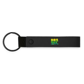 Brazil lettering in national colours - Matte Pu Keyring - black - Front