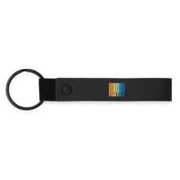 Flute Vintage Musician Instrument Gift - Matte Pu Keyring - black - Front
