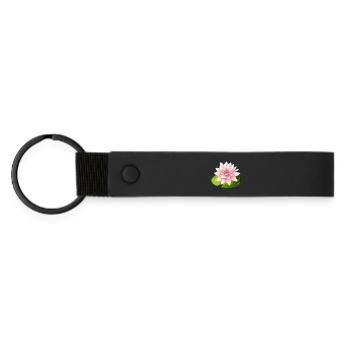 bright water lily with green water lily petal - Matte Pu Keyring - black - Front