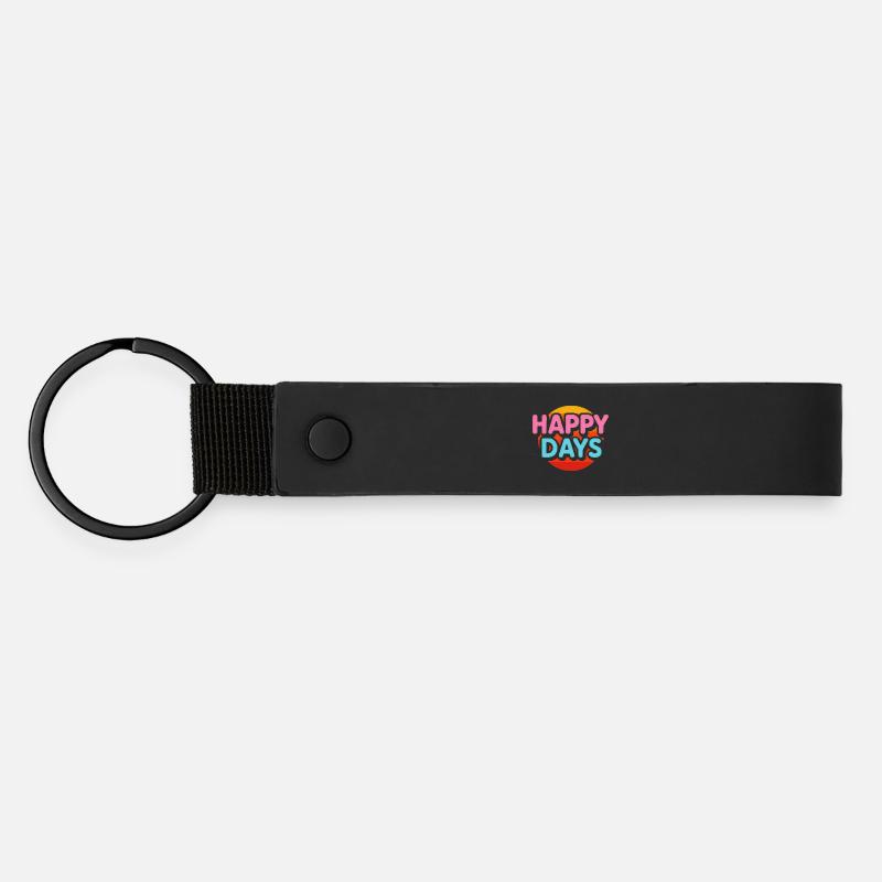 Life celebration colorful design - Matte Pu Keyring - black