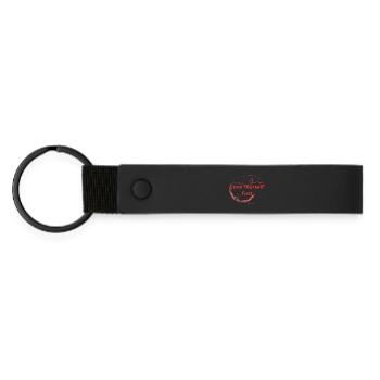 Love yourself first  - Matte Pu Keyring - black - Front