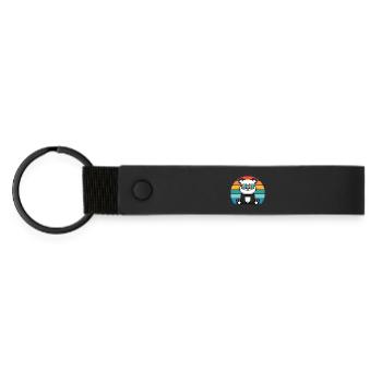 Asiatique Panda Ours Lunettes de Soleil Rétro Panda - Porte-clés en PU mat - noir - Devant