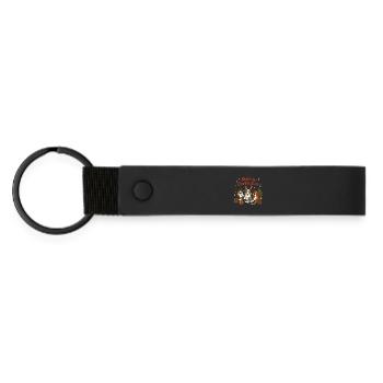 Cute Australian Shepherd Christmas Design - Matte Pu Keyring - black - Front
