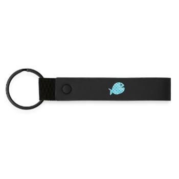 Fish Scales Pattern Sea Maritime Ocean Hamburg - Matte Pu Keyring - black - Front