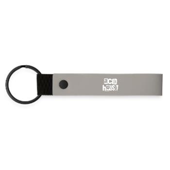 Acid House Grunge Typographic Tee - Matte Pu Keyring - light grey - Front