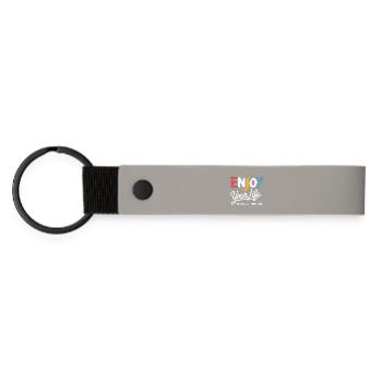 Enjoy Your Life Shirt – Gratitude Saying - Matte Pu Keyring - light grey - Front