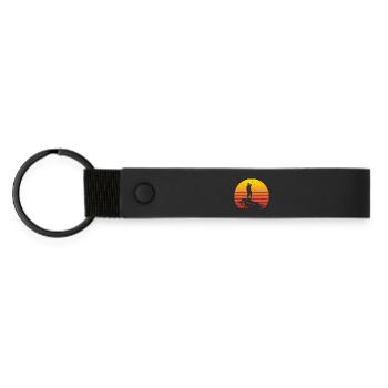 SUP Retro Stand Up Paddling Vintage Sunset - Matte PU Schlüsselanhänger - Schwarz - Vorne