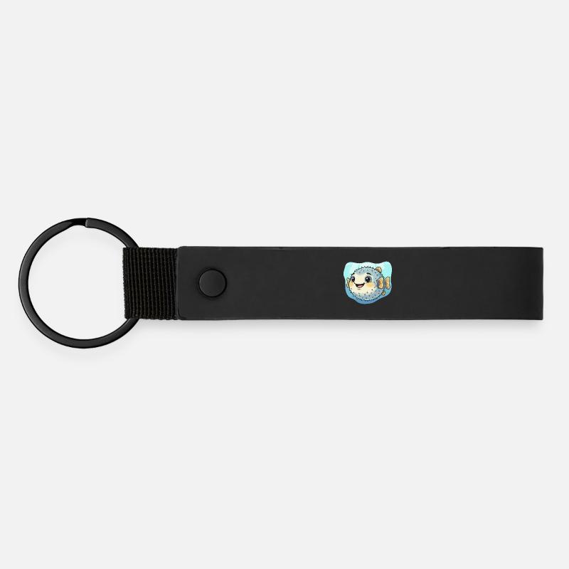 Puffer Fish Kawaii Underwater Delight - Matte Pu Keyring - black