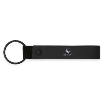 T-shirt au clair de lune avec croissant de lune – Nuit mystique - Porte-clés en PU mat - noir - Devant