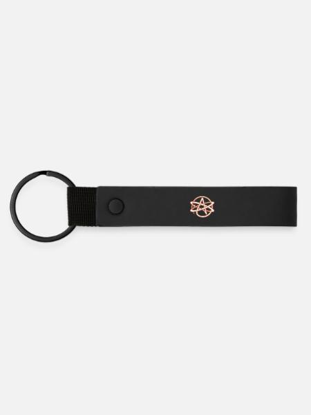 Atheist Symbol rot - Matte PU Schlüsselanhänger - Schwarz