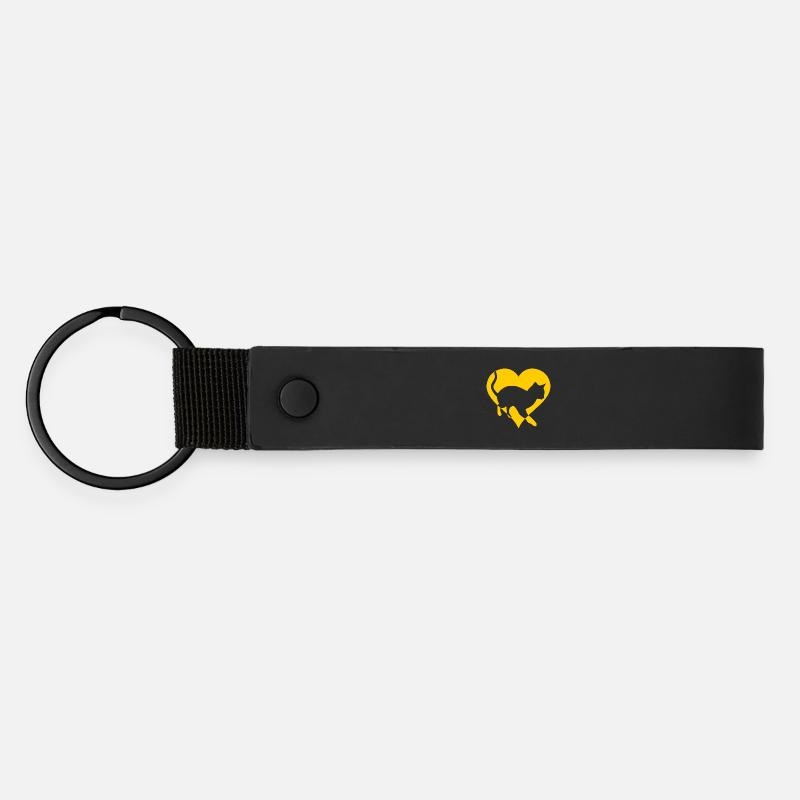 Cat Cat Pussy Gift Heart - Matte Pu Keyring - black