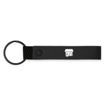 shop Einkaufsladen - Matte PU Schlüsselanhänger - Schwarz - Vorne