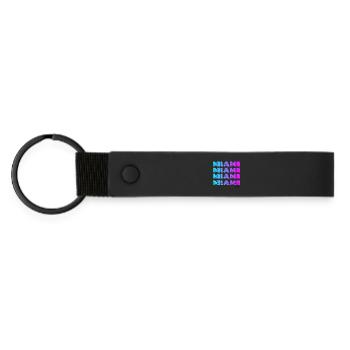 Motif de dégradé néon de Miami - Porte-clés en PU mat - noir - Devant