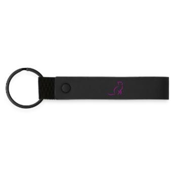 cat - Matte Pu Keyring - black - Front