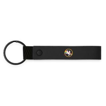 Fabulous unicorn with rainbow mane - Matte Pu Keyring - black - Front
