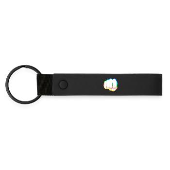 Poing serré coloré poing bosse cool symbole de logo cool - Porte-clés en PU mat - noir - Devant